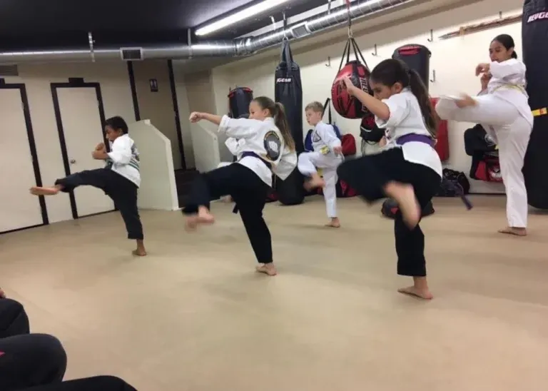 Teen martial arts students