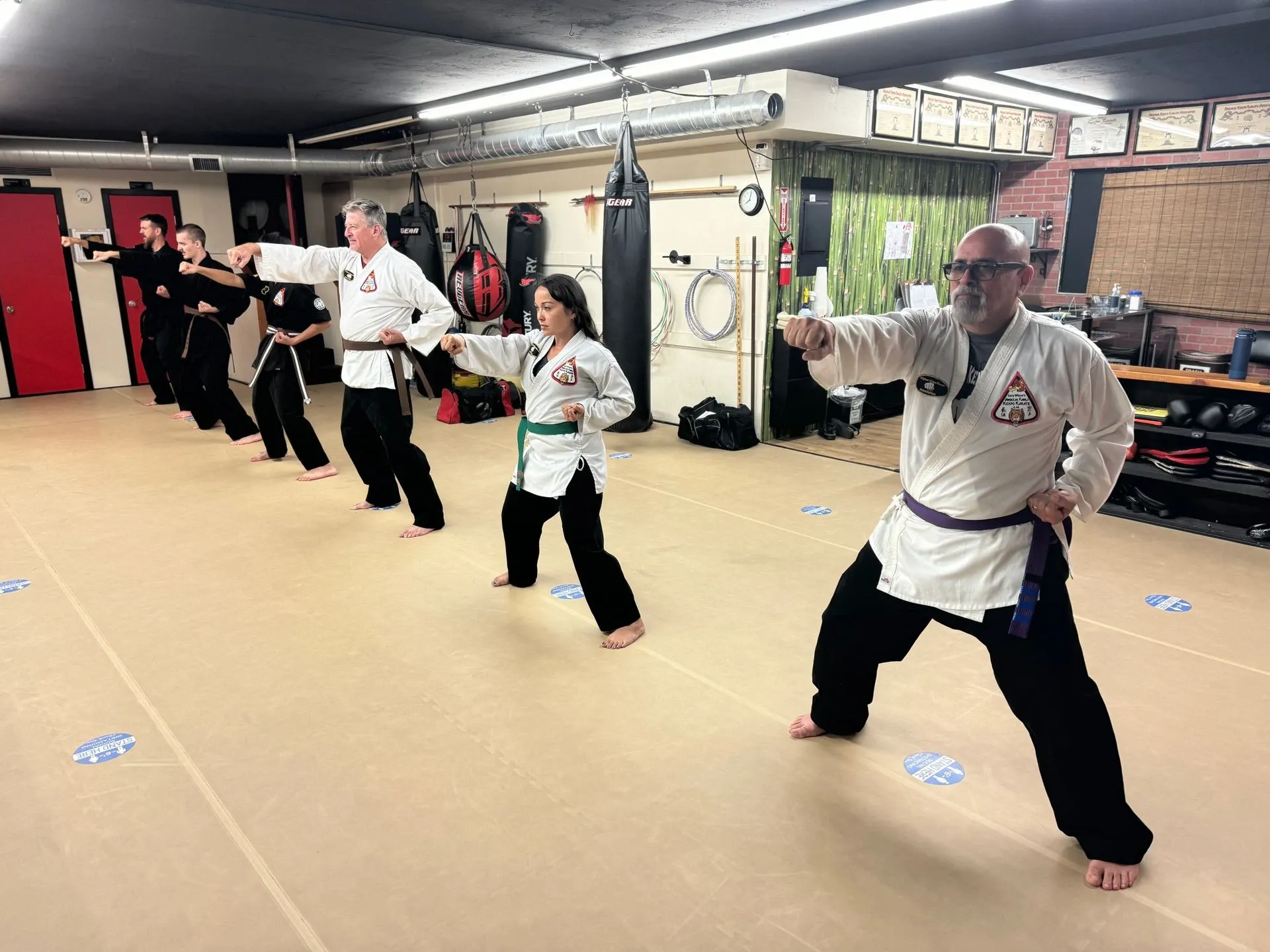 Martial arts students training